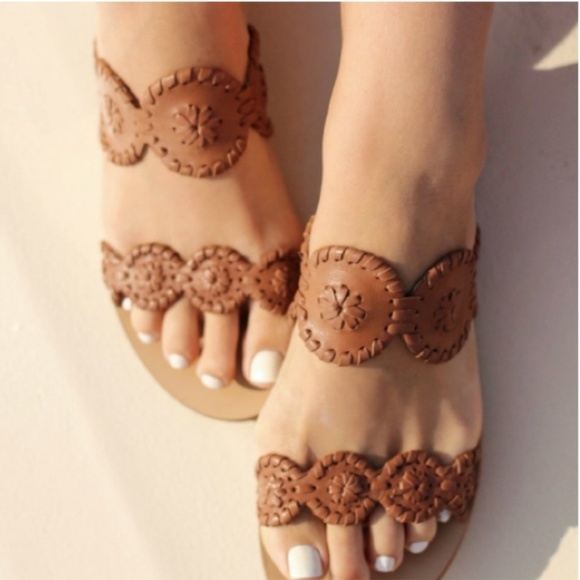 Jack Rogers Shoes - Jack Rogers | Lauren Leather Sandal Cognac - 10